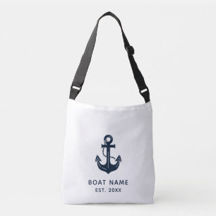 Nautische Anker Bootsnaam Crossbody Tas
