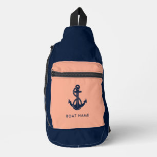 Nautische Anker Bootsnaam Kustbemanning Aangepast Sling Bag