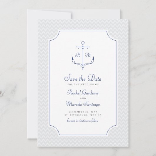 Nautische Anker Bruiloft Bewaar de Datum Save The Date (Voorkant)
