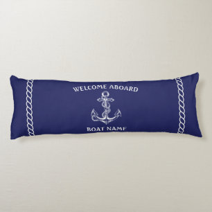 Nautische anker en touw blauw lichaamskussen