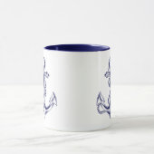 Nautische anker en touw blauw mok (Midden)