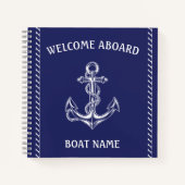 Nautische anker en touw blauw notitieboek (Voorkant)