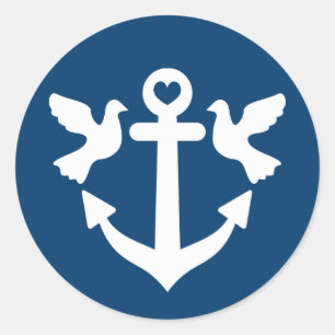 Nautische anker en witte duiven bruiloft stickers