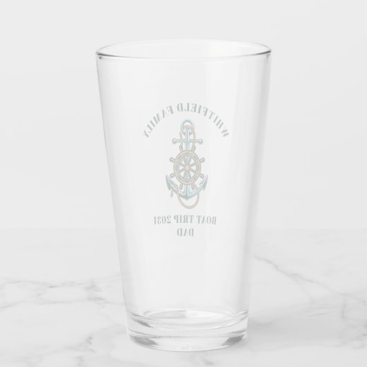 Nautische Anker Familie Cruise Matching Glas (Achterkant)