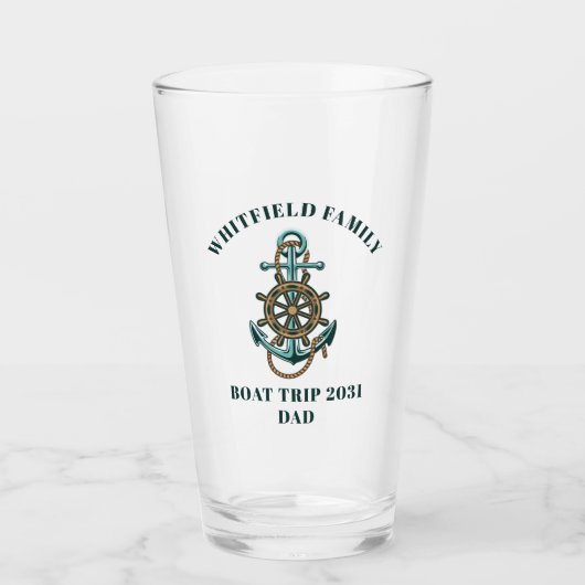 Nautische Anker Familie Cruise Matching Glas (Voorkant)