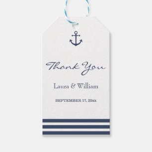 Nautische Anker & Gestreepte Labels van de Huwelij Cadeaulabel