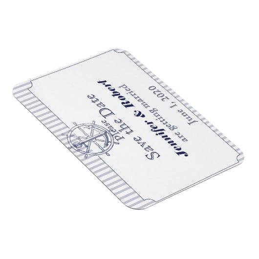 Nautische Anker Grijze Streep Bruiloft Save the Da Magneet (Rechterzijde)