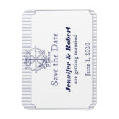Nautische Anker Grijze Streep Bruiloft Save the Da Magneet (Verticaal)
