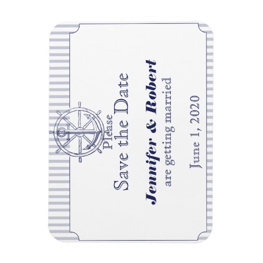 Nautische Anker Grijze Streep Bruiloft Save the Da Magneet (Verticaal)