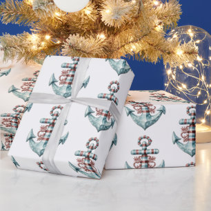 Nautische anker kerst inpakpapier