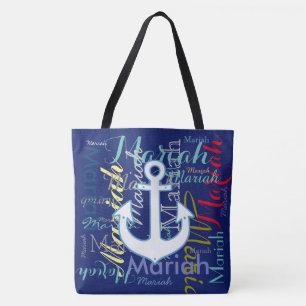 nautische anker & kleurrijke namen tote bag