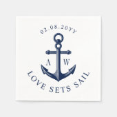 Nautische anker liefde sets zeilen aangepaste mono servetten (Voorkant)