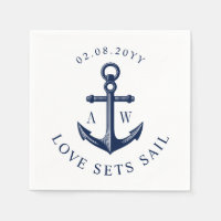 Nautische anker liefde sets zeilen aangepaste mono