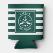 Nautische Anker Oar Kapitein Bootnaam Groene Stree Blikjeskoeler (Voorkant)