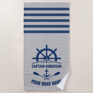 Nautische Anker Oars Paddles Boot of Kapitein Naam Strandlaken