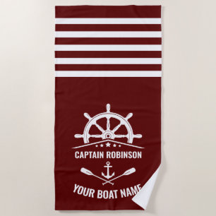 Nautische Anker Paddles Oars Kapitein Naam of Boot Strandlaken
