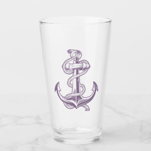 Nautische anker pint (lila) glas