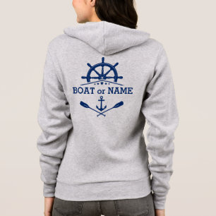 Nautische Anker Riemen Schepen Wiel Helm Boot Naam Hoodie