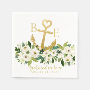 Nautische anker romantische bloemenbruiloft servet