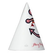 Nautische Anker Rood & Witte Strepen Ahoy Verjaard Feesthoedjes (Links)