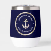 Nautische Anker Rope Navy Blauw Wit Monogram Naam (Voorkant)
