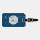 Nautische Anker Sail Sailing Monogram Bagagelabel (Voorkant horizontaal)