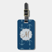 Nautische Anker Sail Sailing Monogram Bagagelabel (Voorkant verticaal)
