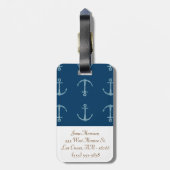 Nautische Anker Sail Sailing Monogram Bagagelabel (Achterkant verticaal)
