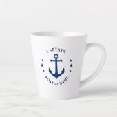 Nautische anker sterren kapitein boot naam 2 opzij latte mok (Rechts)