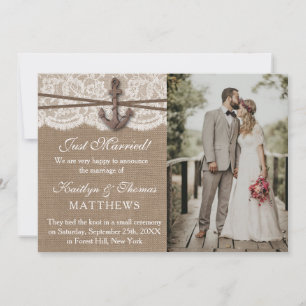 nautische anker strand bruiloft foto huwelijk aankondiging