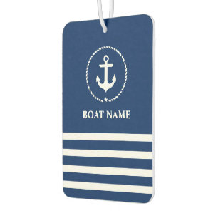 Nautische Anker Touw Gestreepte Boot Naam Blauw Luchtverfrisser