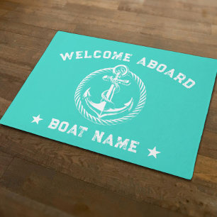 Nautische anker Turquoise Welkom aan boord van boo Deurmat