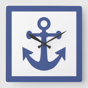 Nautische anker wandklok vierkante klok