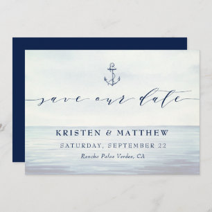 nautische anker Waterverf oceaan scène Save The Date