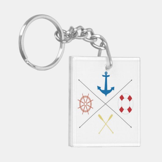 Nautische Anker Zeilboot Ertsen Sleutelhanger (Voorkant Links)