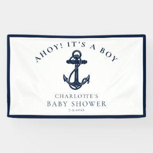 Nautische Anker Zeiljongen Baby shower Spandoek