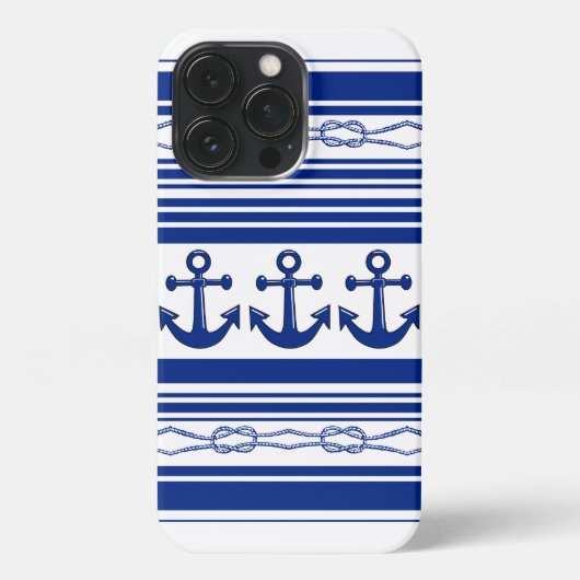 Nautische ankerpunten en -streepjes iPhone hoesje (Achterkant)