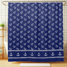 Nautische ankers bij de marine douchegordijn