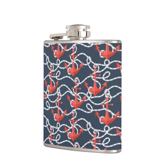 Nautische ankers en hellingspatroon heupfles (Links)