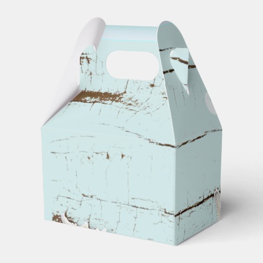 nautische aqua blauwe zeeschelp strand bruiloft bedankdoosjes (Achterkant)