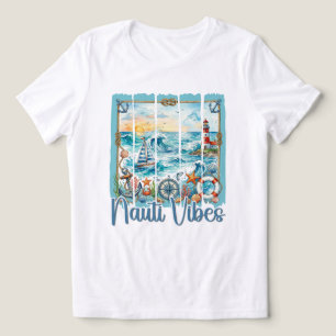 Nautische Aquarel Oceaan Zonsondergang Strand Vuur Tri-Blend Shirt