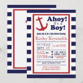 nautische babyjongen doucheuitnodiging kaart (Voorkant / Achterkant)