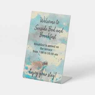 Nautische Beach Bed en ontbijtgastinformatie Reclamebord Met Voetstuk