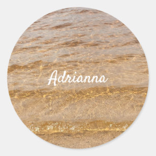 Nautische Beach Ocean Water Waves Name Gift Ronde Sticker