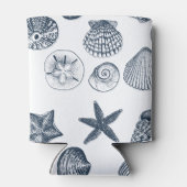 nautische blauwe schelpen blikjeskoeler (Achterkant)