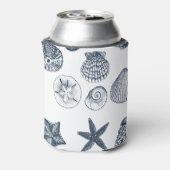 nautische blauwe schelpen blikjeskoeler (Blikje Achterkant)