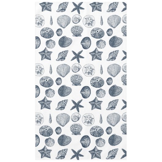nautische blauwe schelpen tafelkleed (Voorkant)