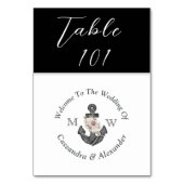 Nautische Bloemen Anker Bruiloft Zwart-wit Kaart (Voorkant)