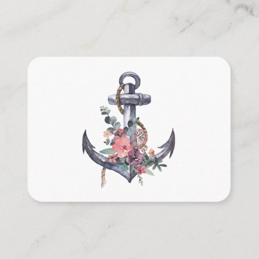 Nautische Bloemen Anker RSVP Details QR Code Informatiekaartje (Achterkant)