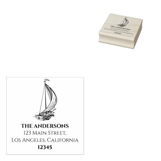 Nautische boot Aangepaste familienaam Retouradres Rubberstempel (Gestempeld)